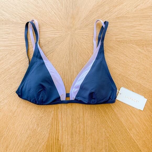 L*Space Bikini Top Womens Medium Finneas Blue Purple Swimwear Colorblock NWT - Picture 2 of 5